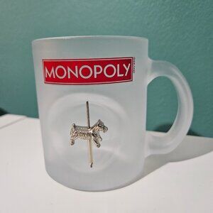 Monopoly Frosted Glass Mug Dog Playing Piece Token Vintage 2008